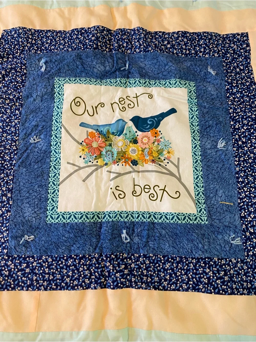 Handmade Quilt w/ Pinwheel pattern & Birds